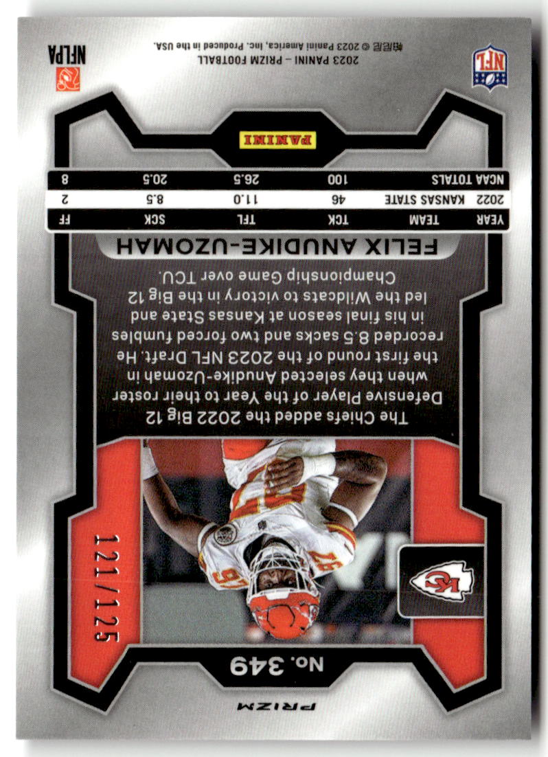 2023 Panini Prizm Felix Anudike Uzomah [Purple] #349 back