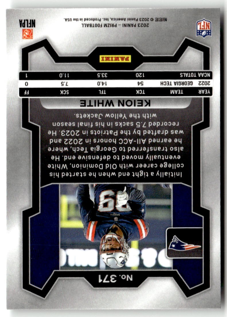 2023 Panini Prizm Keion White #371 (RC) back