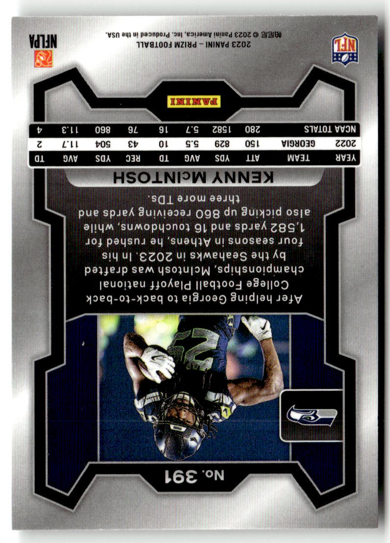 2023 Panini Prizm Kenny McIntosh #391 (RC) back