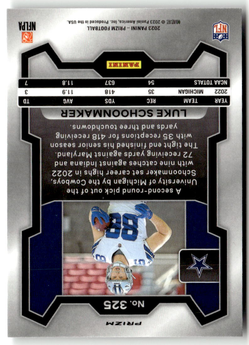 2023 Panini Prizm Luke Schoonmaker #325 (RC) back