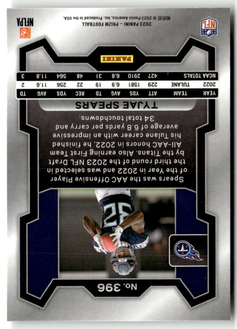 2023 Panini Prizm Tyjae Spears #396 (RC) back