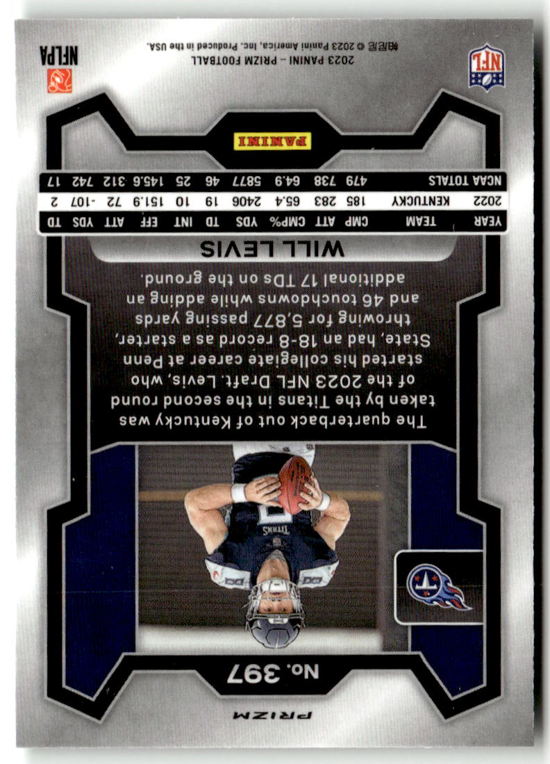 2023 Panini Prizm Will Levis [Green] #397 back