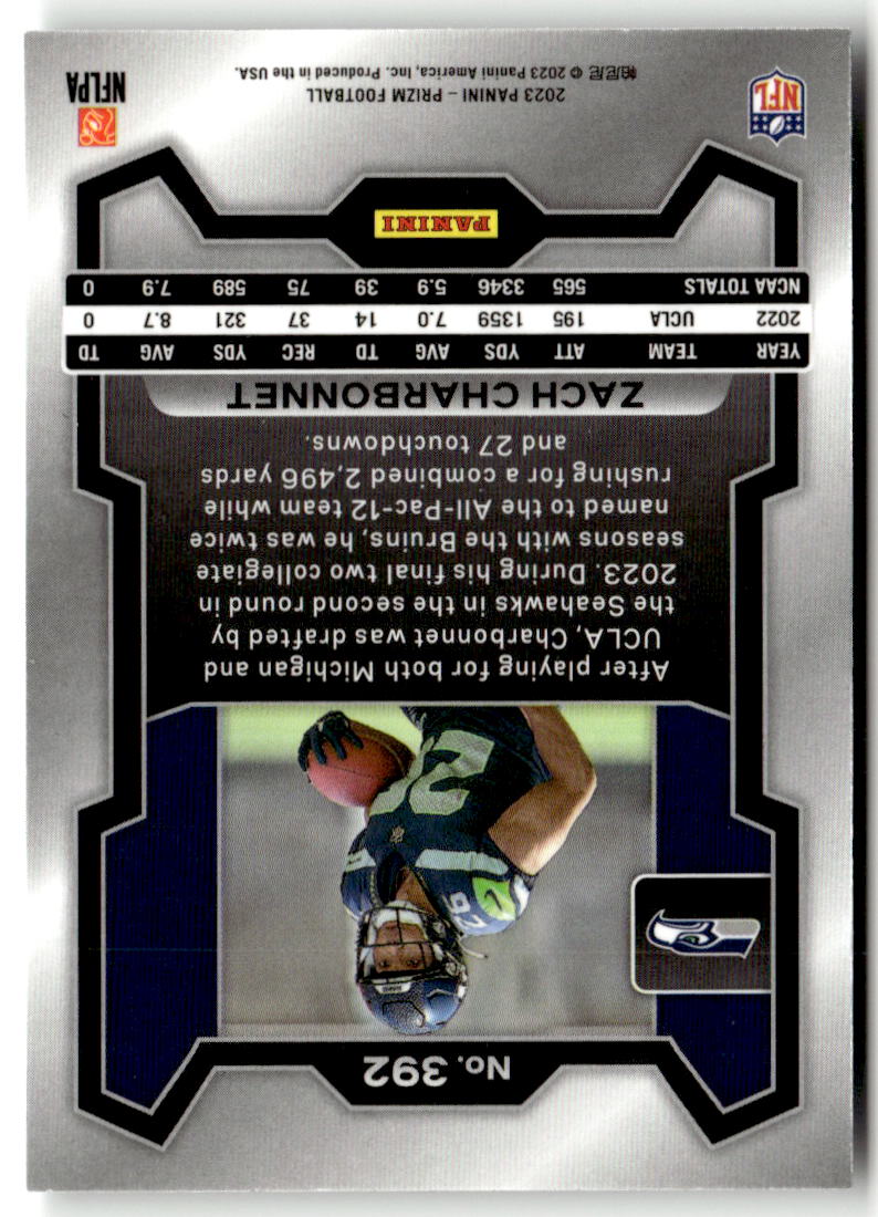 2023 Panini Prizm Zach Charbonnet #392 (RC) back