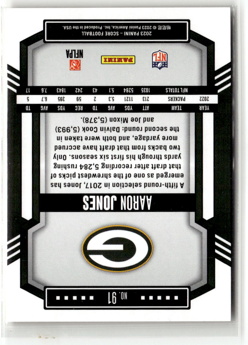 2023 Panini Score Aaron Jones [Gold] #91 back