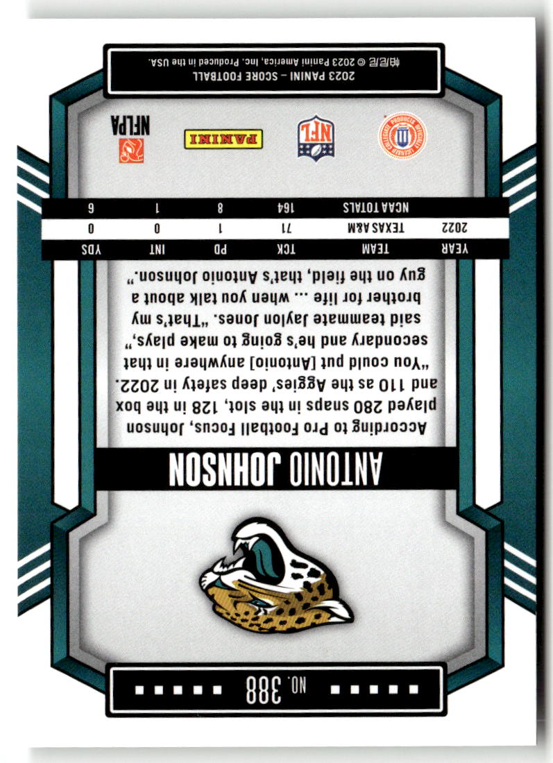 2023 Panini Score Antonio Johnson #388 (RC) back