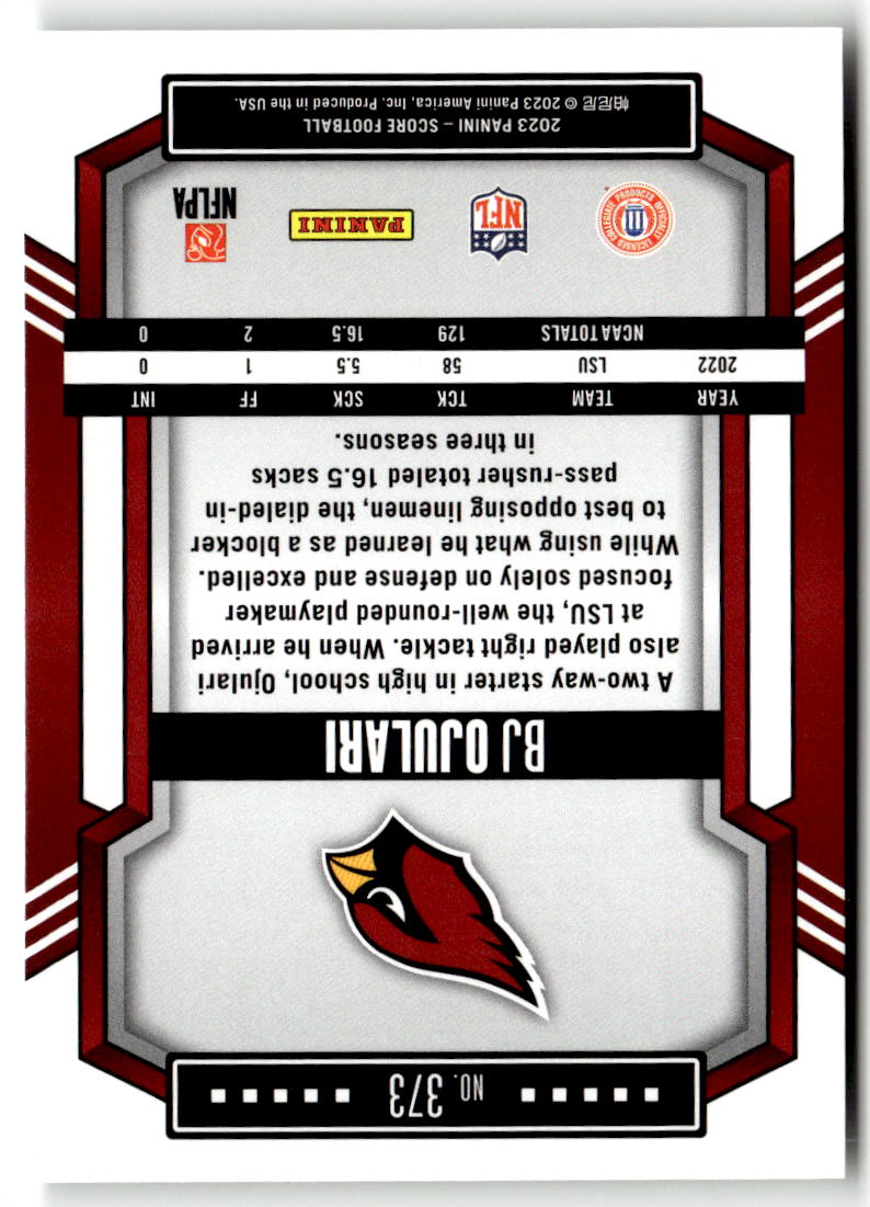 2023 Panini Score BJ Ojulari #373 (RC) back