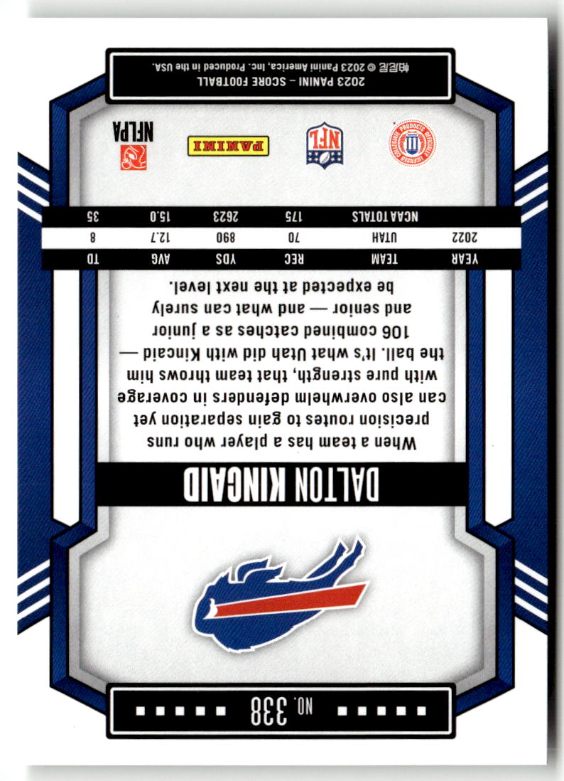 2023 Panini Score Dalton Kincaid #338 (RC) back