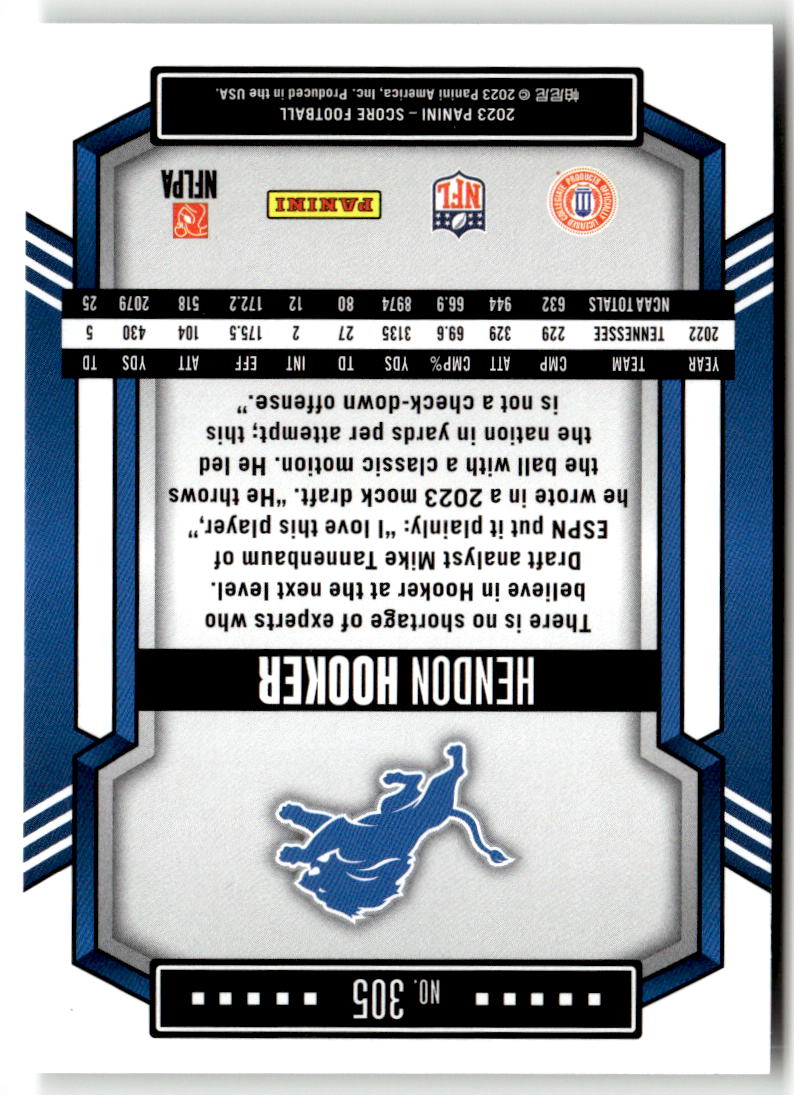 2023 Panini Score Hendon Hooker #305 (RC)