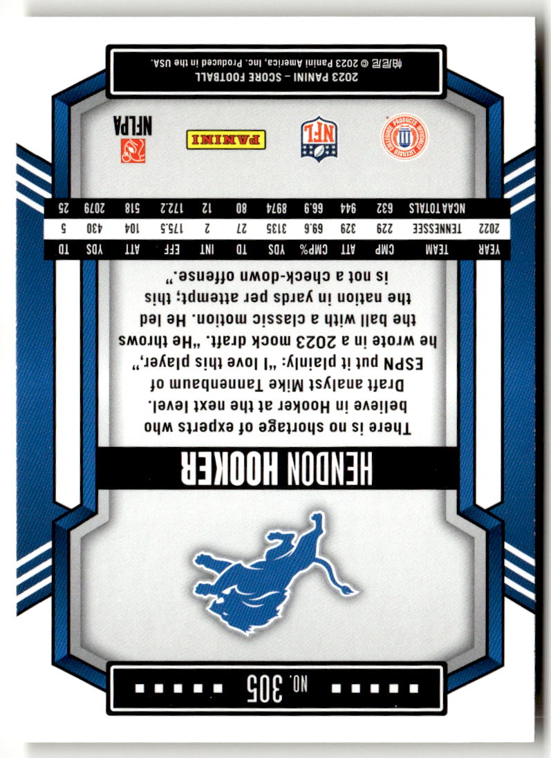 2023 Panini Score Hendon Hooker [Gold] #305