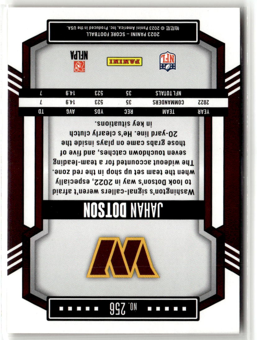 2023 Panini Score Jahan Dotson [Gold] #256 back