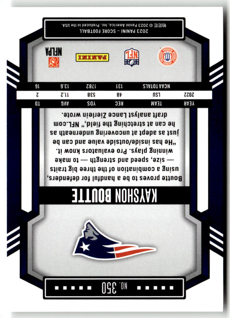 2023 Panini Score Kayshon Boutte #350 (RC) back