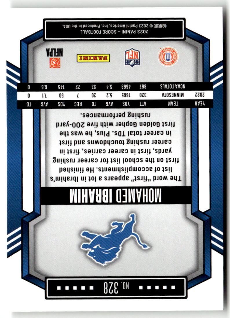2023 Panini Score Mohamed Ibrahim #328 (RC)
