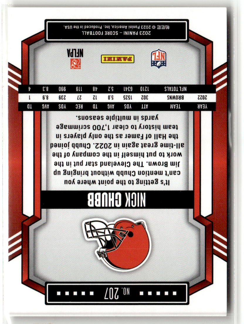 2023 Panini Score Nick Chubb [Gold] #207 back
