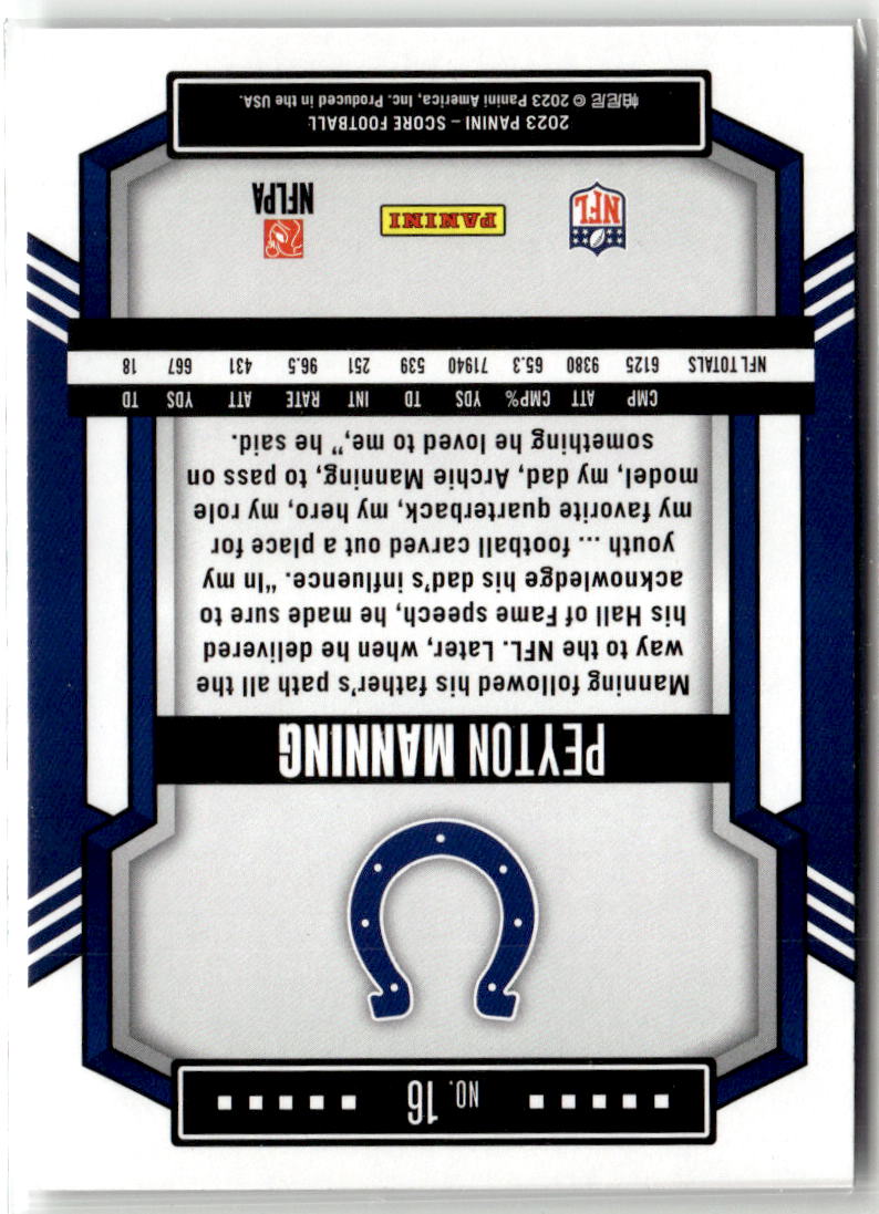2023 Panini Score Peyton Manning #16 back