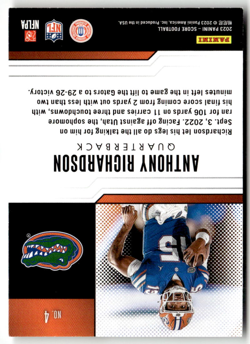 2023 Panini Score Protential Anthony Richardson #4 back