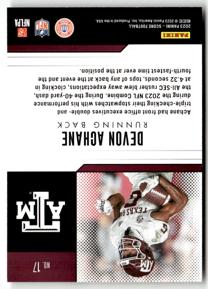 2023 Panini Score Protential De'Von Achane #17