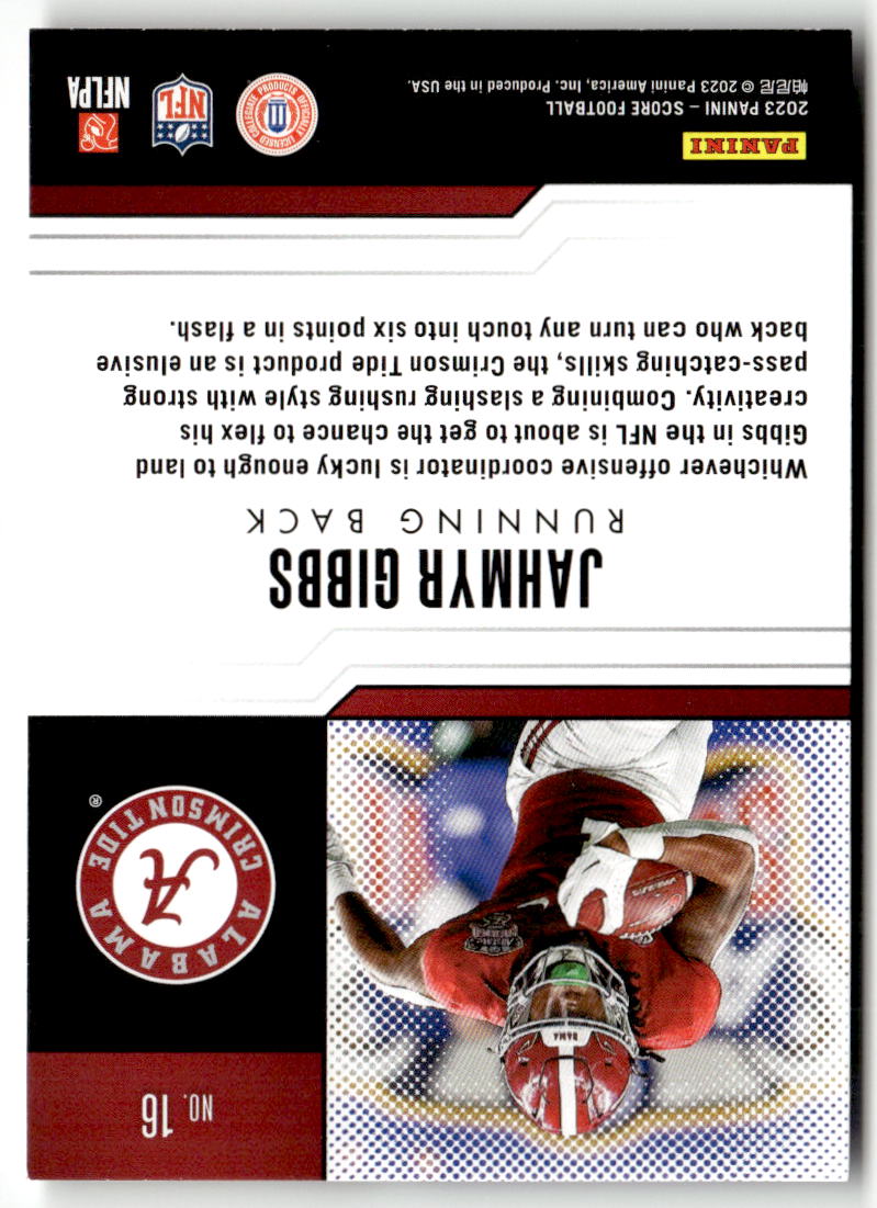 2023 Panini Score Protential Jahmyr Gibbs #16 back