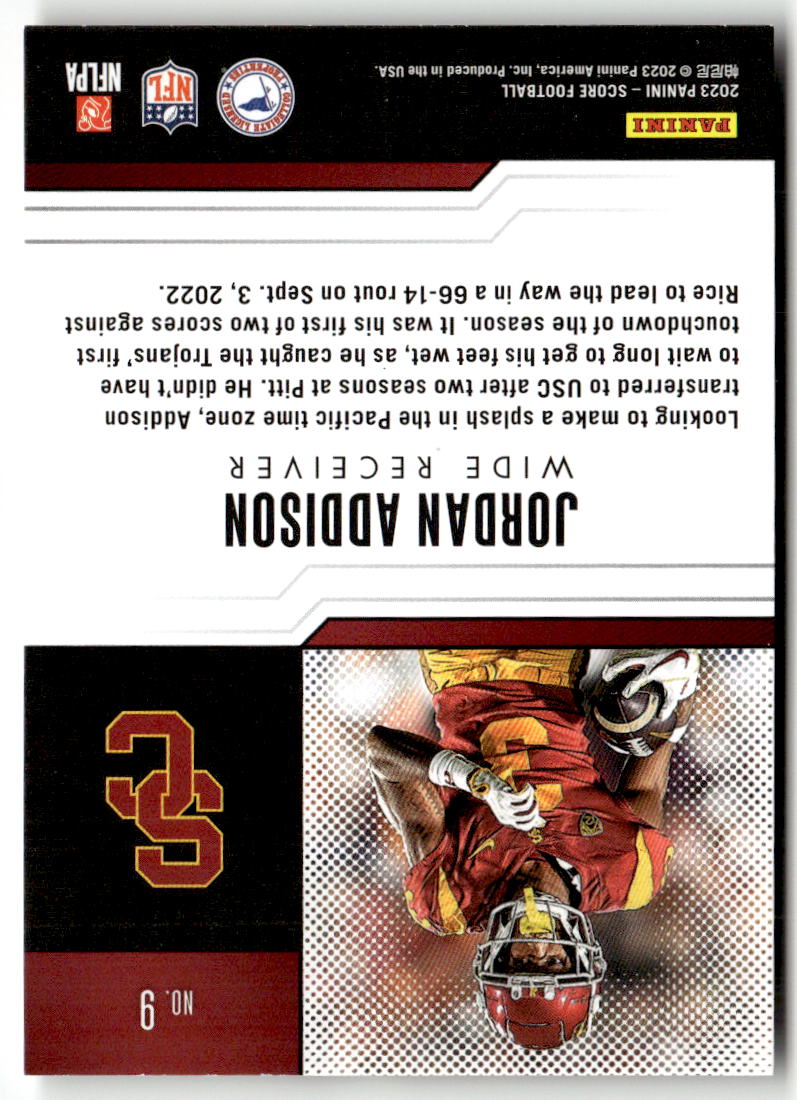 2023 Panini Score Protential Jordan Addison #9 back