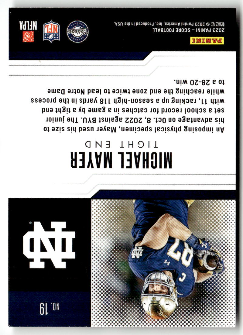 2023 Panini Score Protential Michael Mayer #19 back
