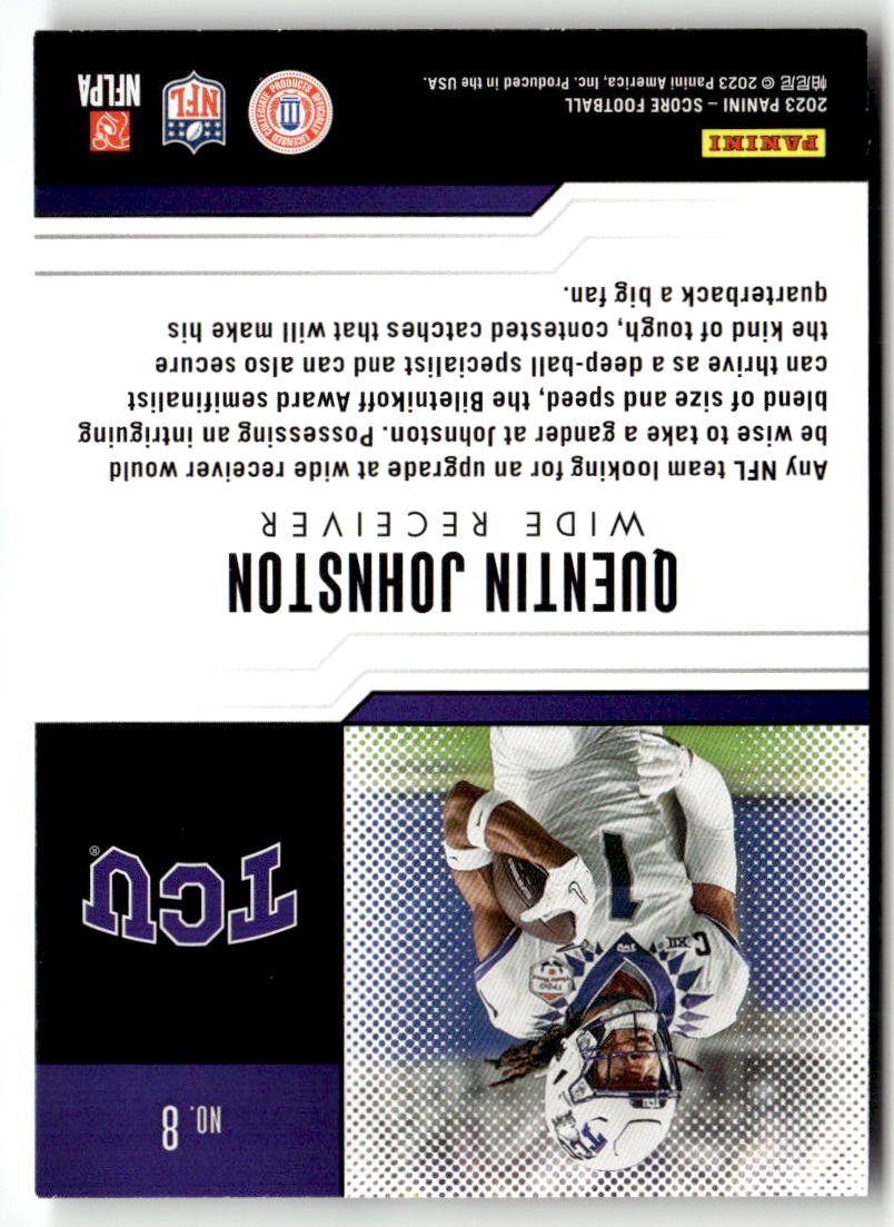 2023 Panini Score Protential Quentin Johnston #8 back