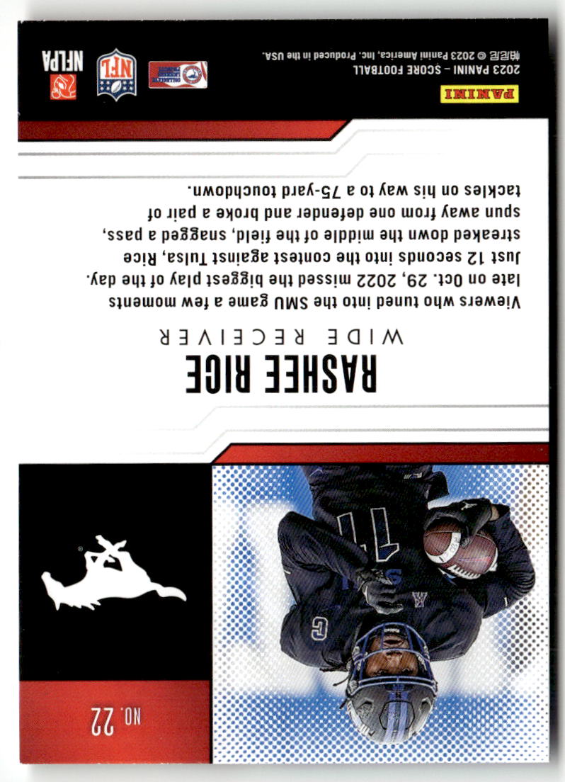 2023 Panini Score Protential Rashee Rice #22 back