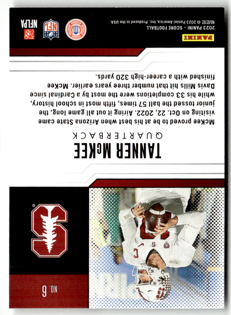 2023 Panini Score Protential Tanner McKee #6 back