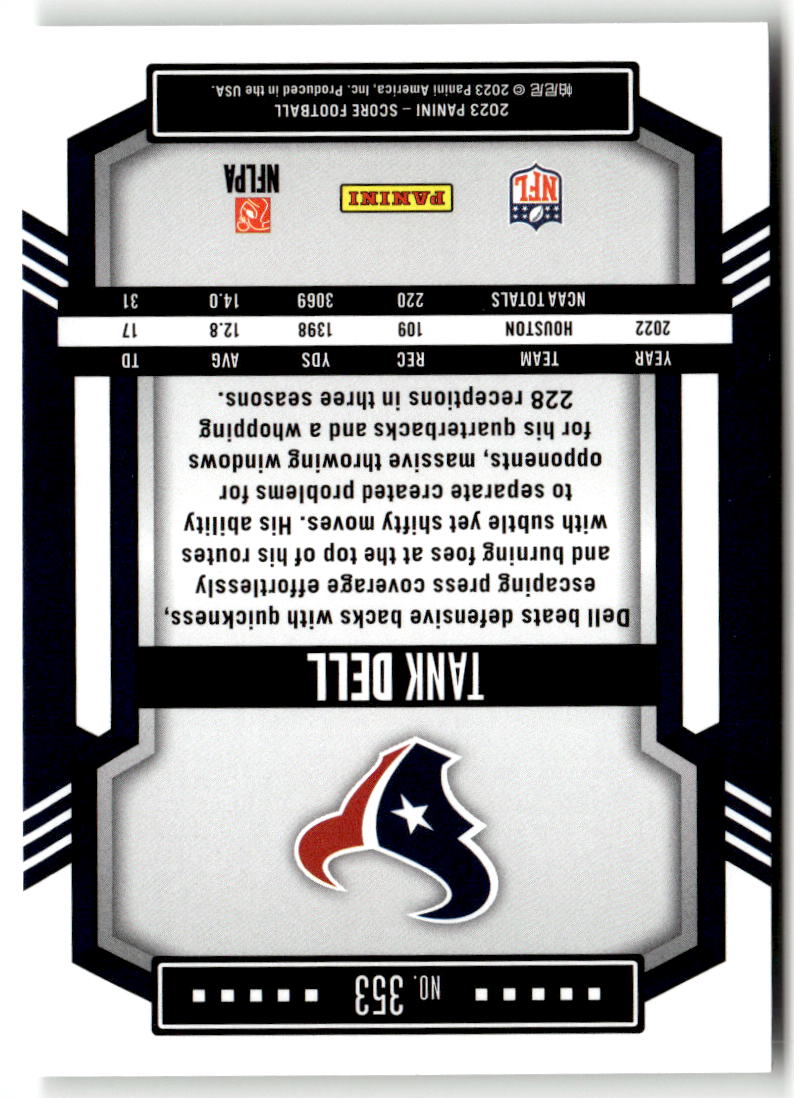2023 Panini Score Tank Dell #353 (RC) back