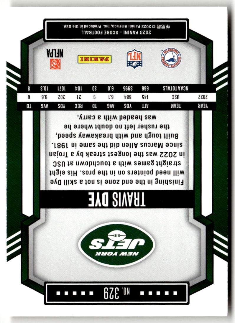2023 Panini Score Travis Dye #329 (RC)