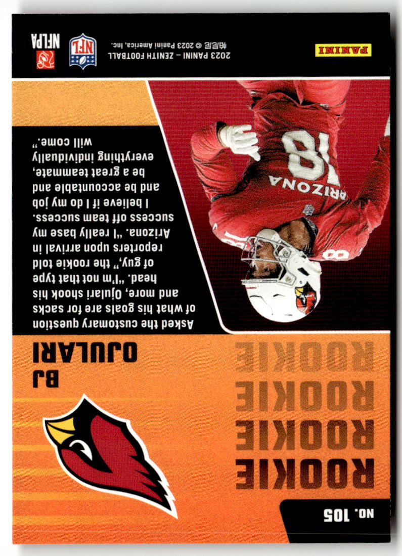 2023 Panini Zenith BJ Ojulari #105 (RC) back