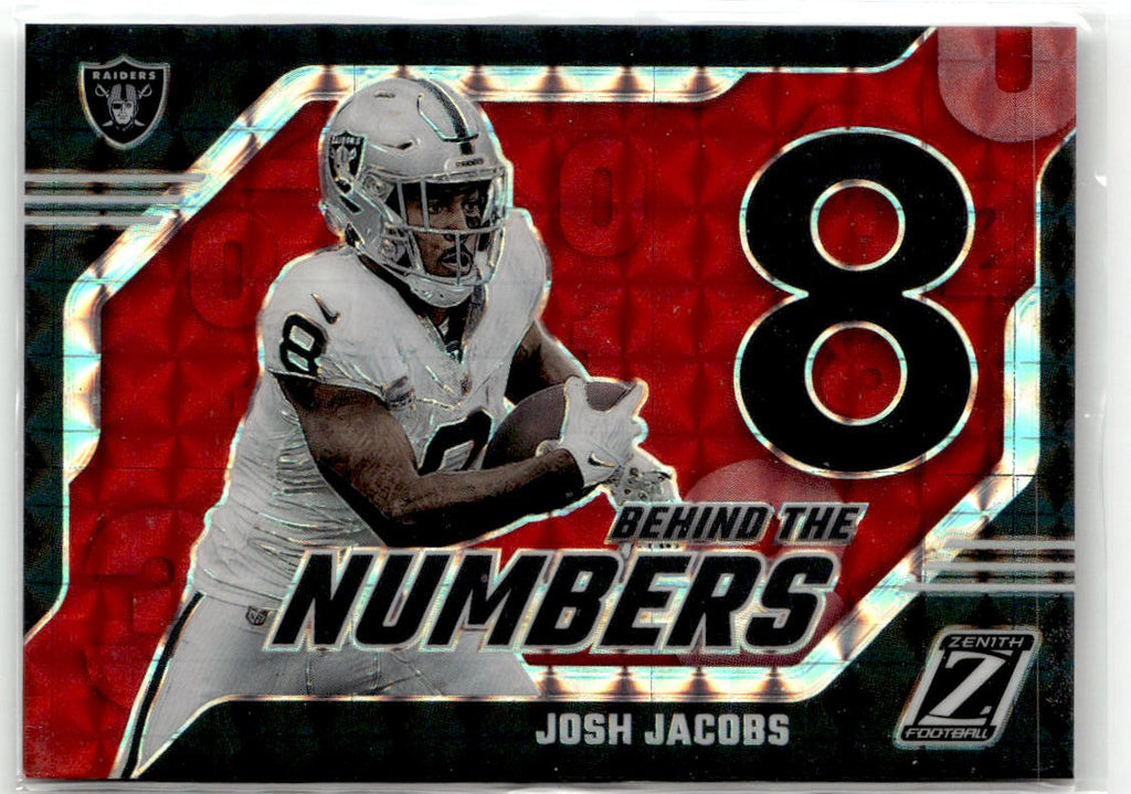 2023 Panini Zenith Behind the Numbers Josh Jacobs #16 front