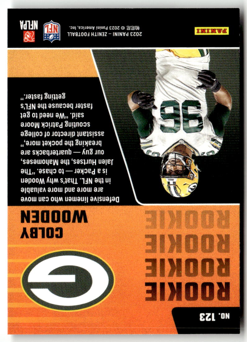 2023 Panini Zenith Colby Wooden #123 (RC) back