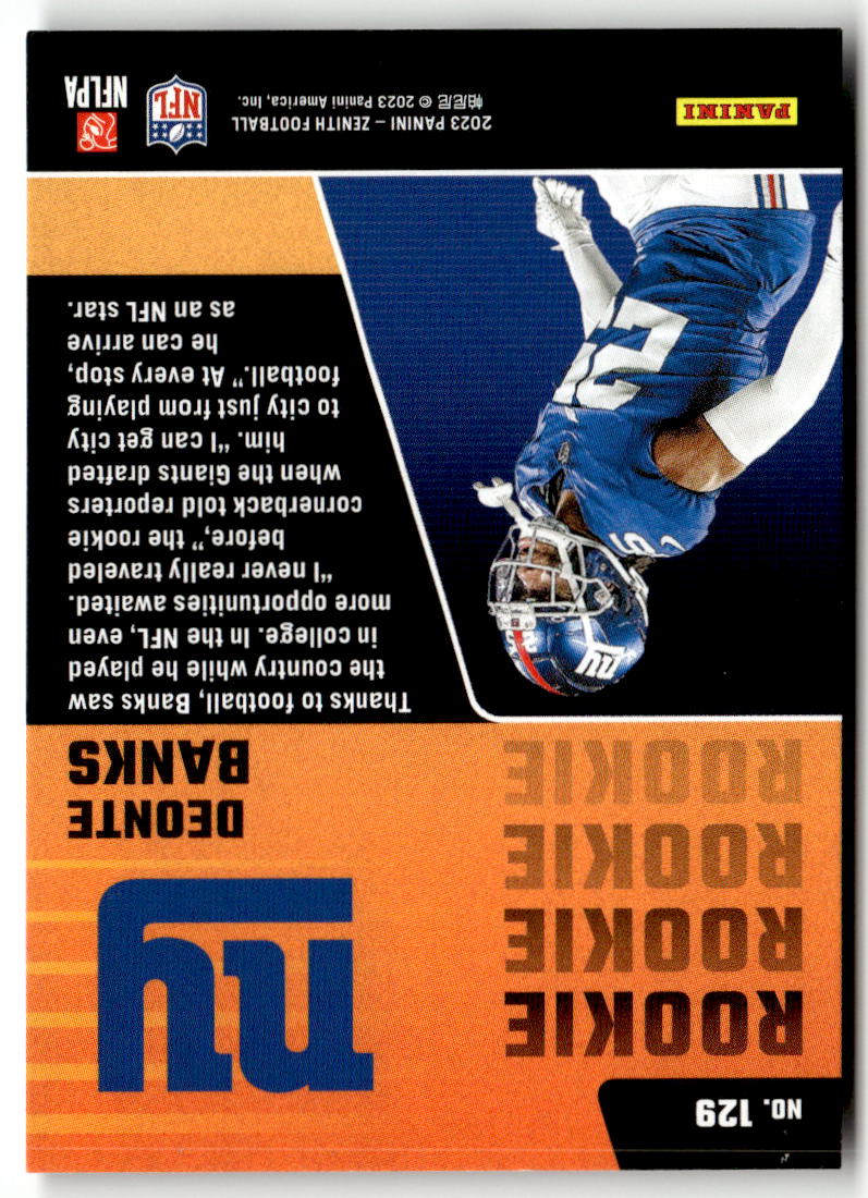 2023 Panini Zenith Deonte Banks #129 (RC) back