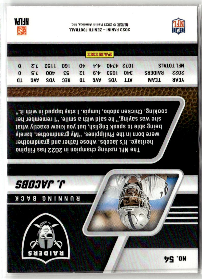 2023 Panini Zenith Josh Jacobs [Red Zone] #54 back