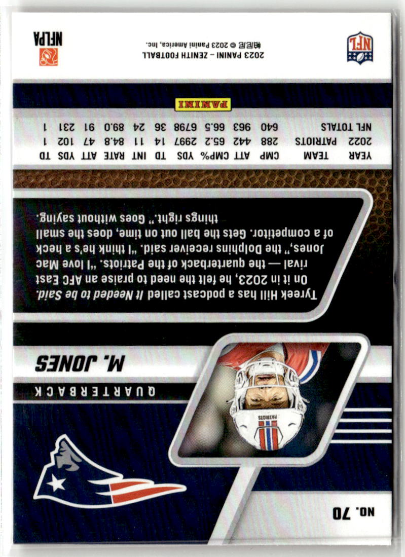 2023 Panini Zenith Mac Jones [Red Zone] #70 back