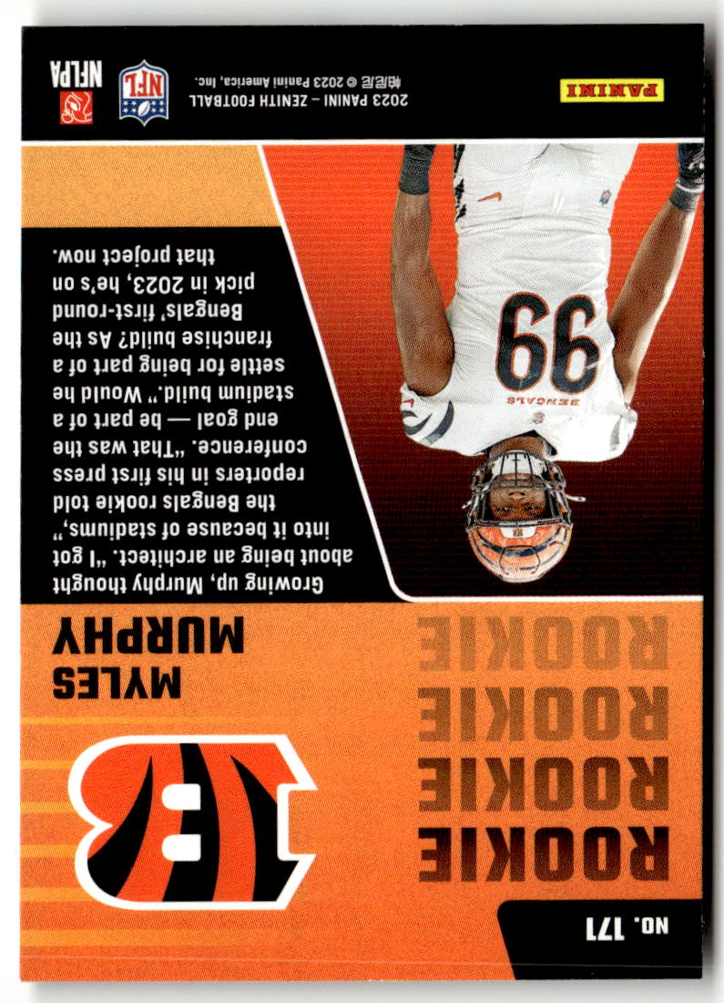 2023 Panini Zenith Myles Murphy #171 (RC) back