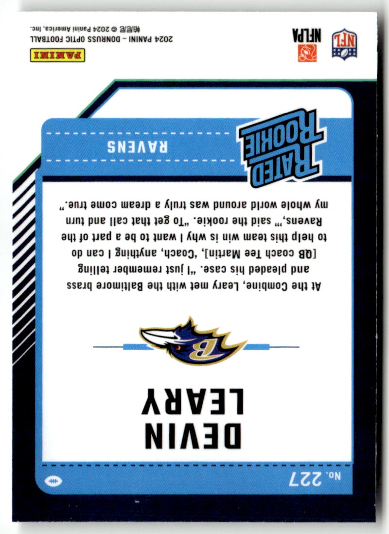 2024 Panini Donruss Optic Devin Leary #227 (RC) back