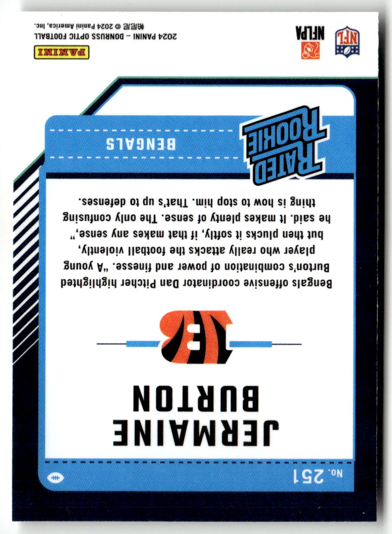2024 Panini Donruss Optic Jermaine Burton #251 (RC) back