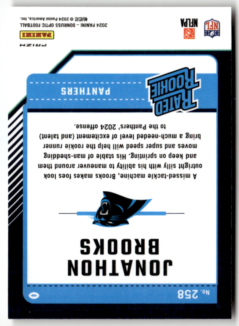 2024 Panini Donruss Optic Jonathon Brooks [Red Hyper] #258 back