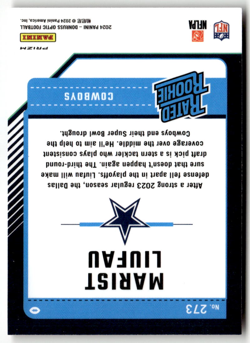2024 Panini Donruss Optic Marist Liufau [Red Hyper] #273 back
