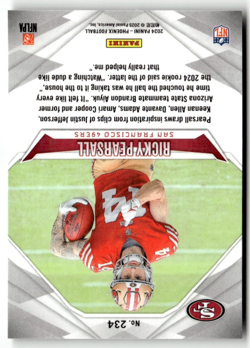 2024 Panini Phoenix Ricky Pearsall #234 (RC) back