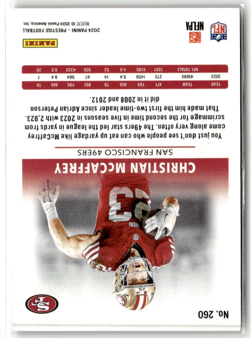 2024 Panini Prestige Christian McCaffrey [Red Xtra Points] #260 back