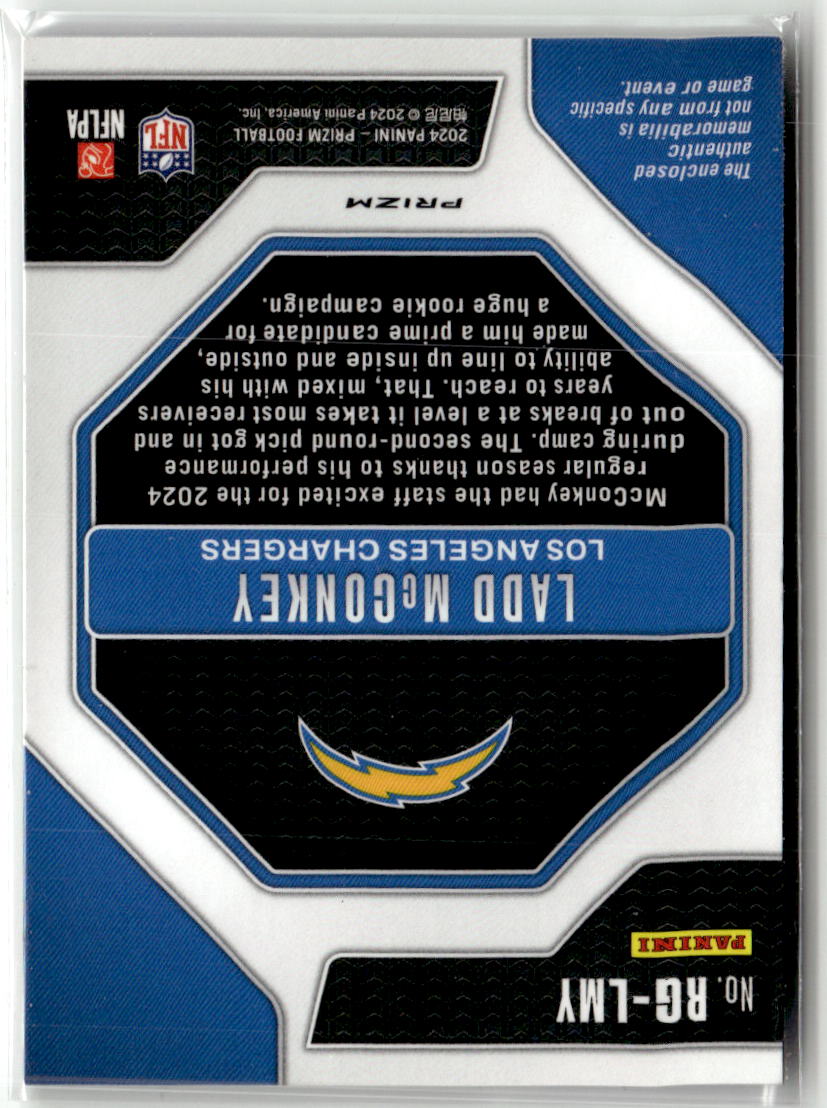2024 Panini Prizm Rookie Gear Ladd McConkey #RG-LMY (RC) back
