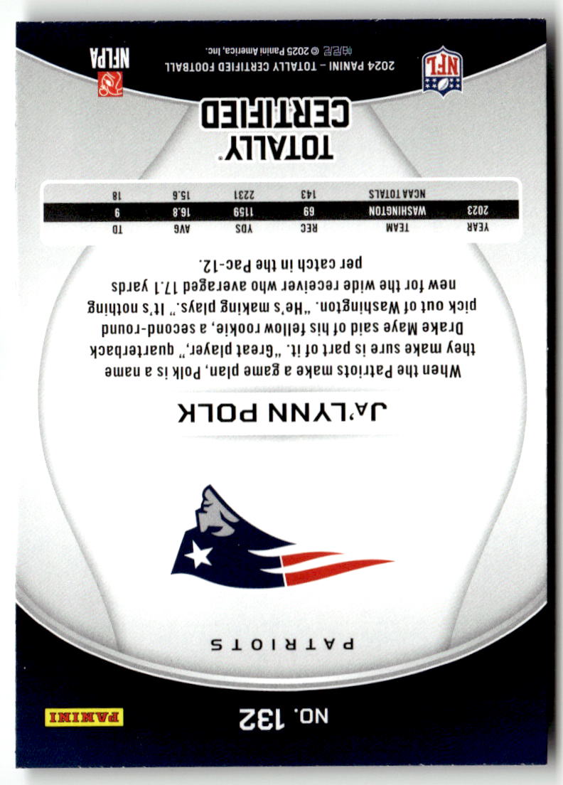 2024 Panini Totally Certified Ja'Lynn Polk #132 (RC)