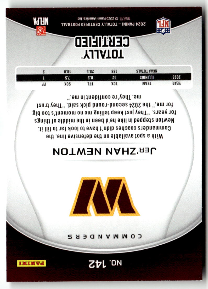 2024 Panini Totally Certified Jer'Zhan Newton #142 (RC)