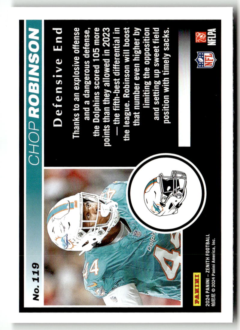 2024 Panini Zenith Chop Robinson [Two Minute Drill] #119 back