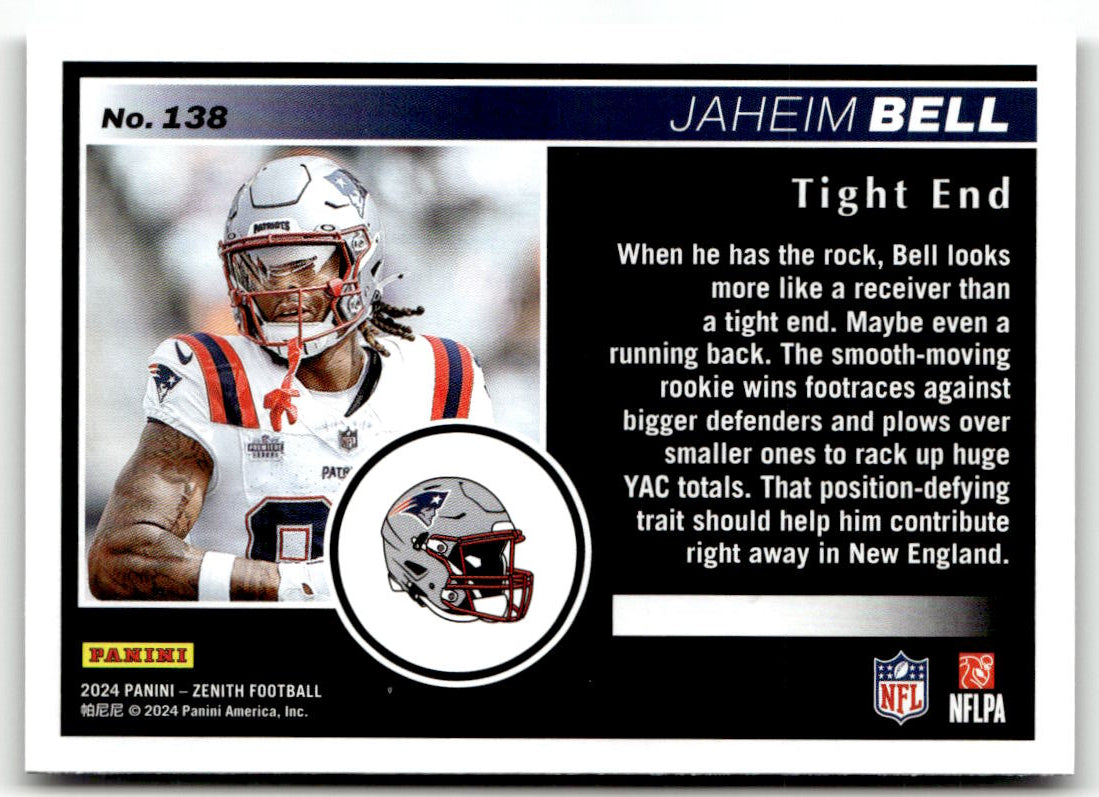 2024 Panini Zenith Jaheim Bell #138 (RC) back