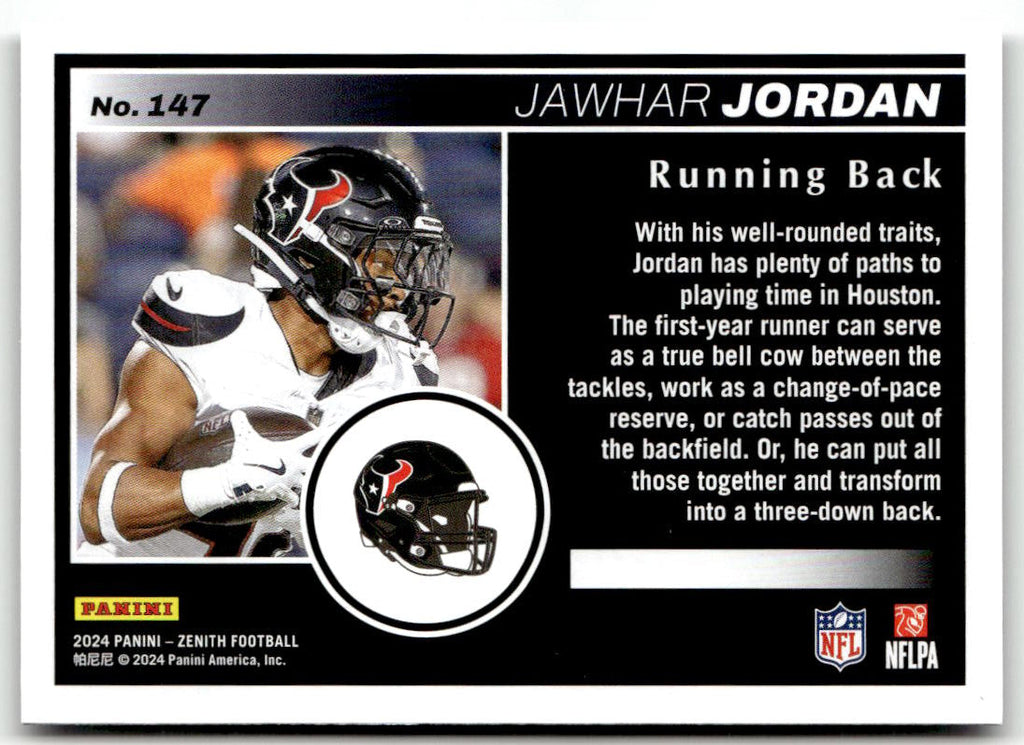 2024 Panini Zenith Jawhar Jordan #147 (RC) back