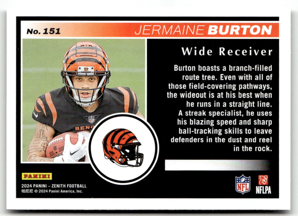 2024 Panini Zenith Jermaine Burton #151 (RC) back