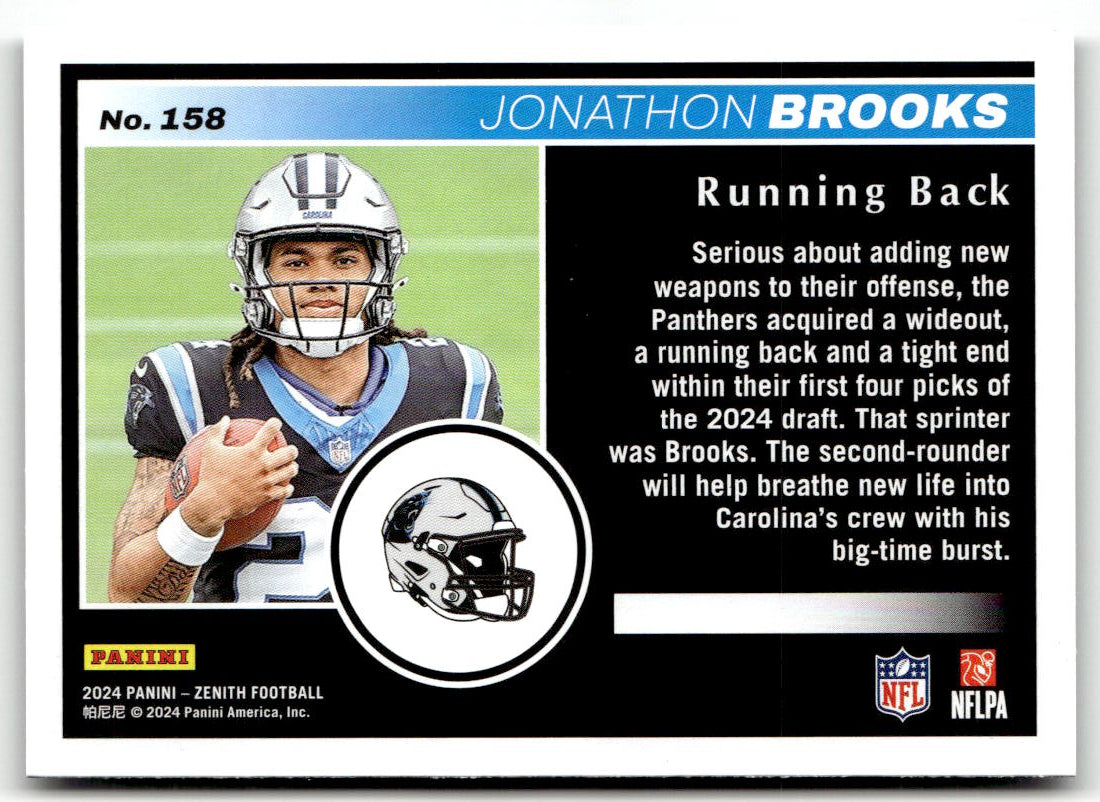 2024 Panini Zenith Jonathon Brooks #158 (RC) back