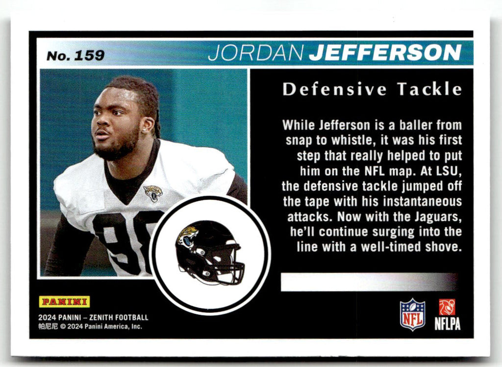 2024 Panini Zenith Jordan Jefferson #159 (RC) back